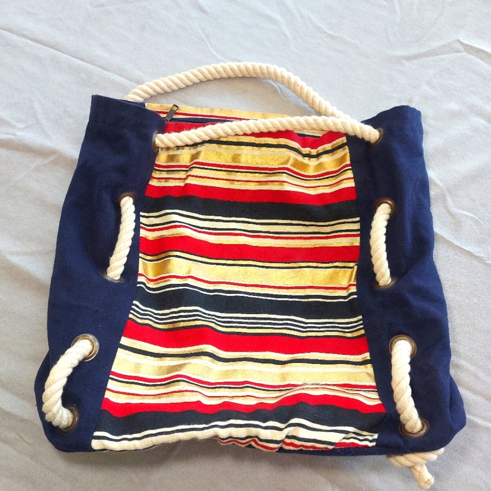 Atmosphere Blue Red Canvas Beach Boating Tote Bag